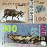 бона Арктика 100 долларов 2017 год Северный олень