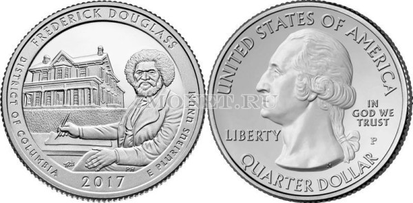США 25 центов 2017D год Округ Колумбия Национальное историческое место Фредерика Дугласа, 37-й
