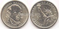 США 1 доллар 2007 год Джеймс Мэдисон