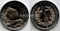монета Турция 1 лира 2016 год Орешниковая соня, биметалл