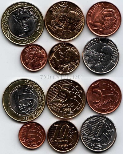 Бразилия набор из 6-ти монет 1998 год