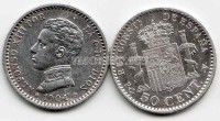 монета Испания 50 сантимов 1904 год Альфонсо XIII