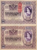 бона Австрия 10000 крон 1919(1918) год, красная надпечатка