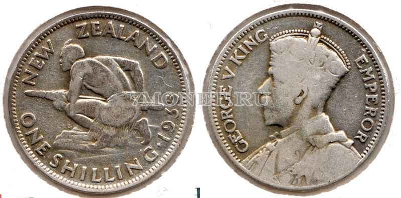 монета Новая Зеландия 1 шиллинг 1935 год Георг V