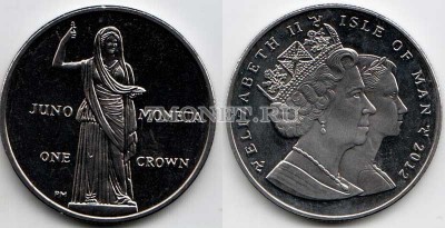 монета Остров Мэн 1 крона 2012 год Богиня Юнона