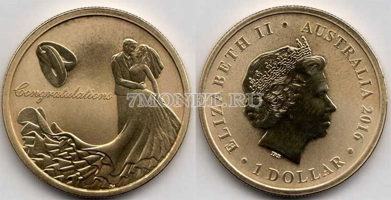 монета Австралия 1 доллар 2016 год Свадьба