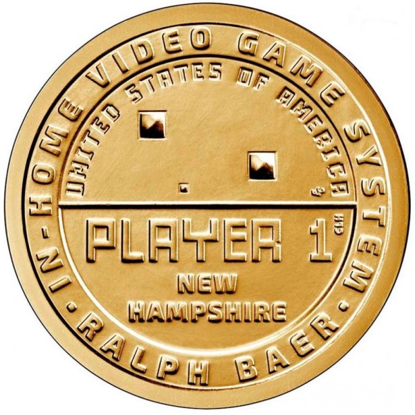 монета США 1 доллар 2021 год серия Инновации США Первая игровая приставка Нью-Гэмпшир