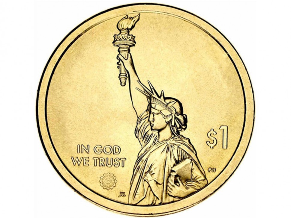 монета США 1 доллар 2021 год серия Инновации США Первая игровая приставка Нью-Гэмпшир