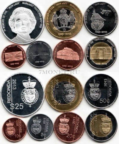 Редонда набор из 7-ми монет 2013 год Маргарет Тэтчер