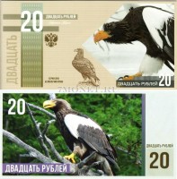 сувенирная банкнота 20 рублей 2015 год серия "Красная книга. Птицы" - белоплечий орлан