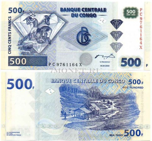 бона Конго 500 франков 2002 год