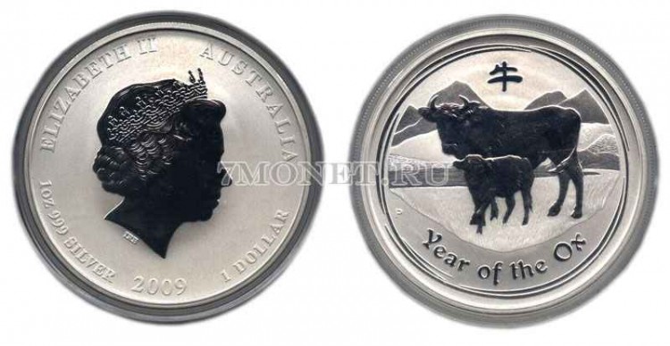 монета Австралия 1 доллар 2009 год быка PROOF