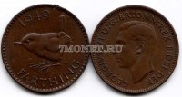 монета Великобритания 1 фартинг 1949 год Георг VI