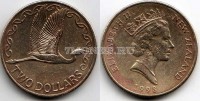 монета Новая Зеландия 2 доллара 1998 - 2002 год Белая цапля