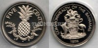 монета Багамы 5 центов 1974 год Ананас