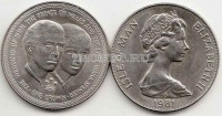 монета Остров Мэн 1 крона 1981 год свадьба принца Чарльза и леди Дианы