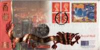 Монета Гонконг 5 долларов 1997 год Знак удачи в конверте