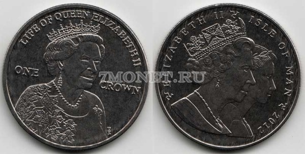 монета Остров Мэн 1 крона 2012 год жизнь королевы Елизаветы II