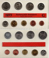 Германия годовой набор из 9-ти монет 1977G год