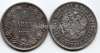 русская Финляндия 1 марка 1874S год