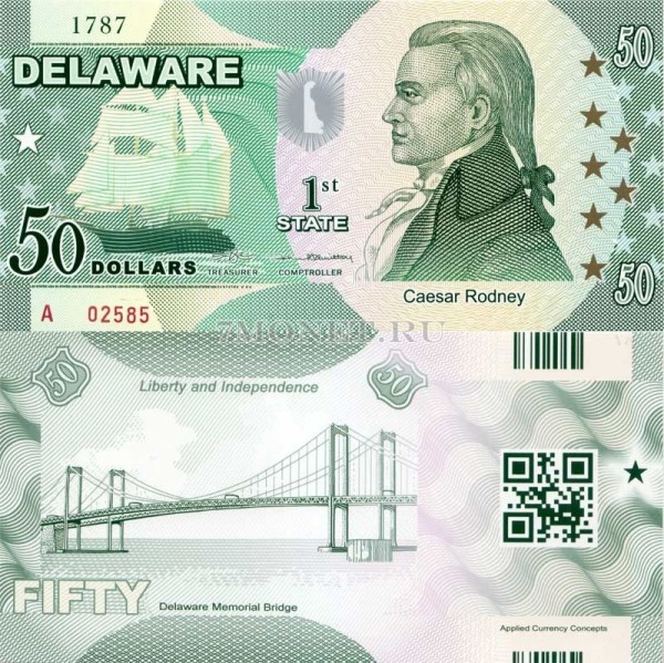 бона США 50 долларов 2013 год штат Дэлавер, Сизар Родни