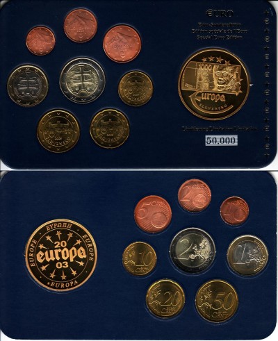 ЕВРО набор из 8-ми монет и жетона Словакия в пластиковой упаковке