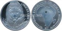 монета Республика Чад 5000 франков КФА 2017 год Африканский Лев