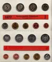 Германия годовой набор из 9-ти монет 1977J год