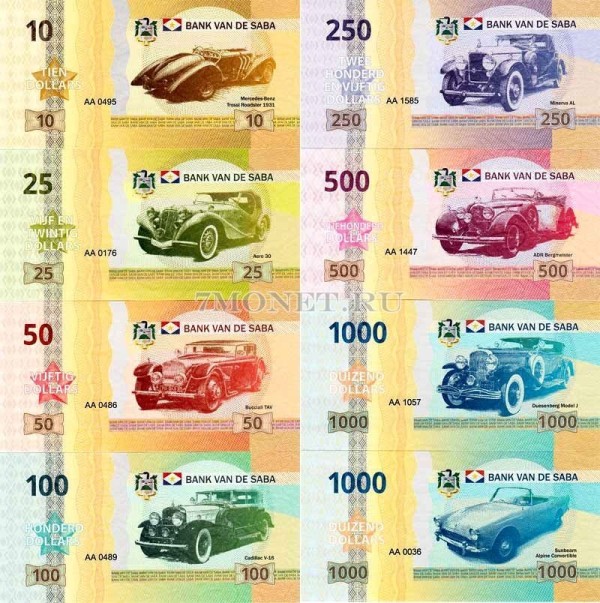 Остров Саба Набор из 8 банкнот 2015 год