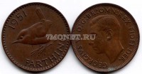 монета Великобритания 1 фартинг 1951 год Георг VI