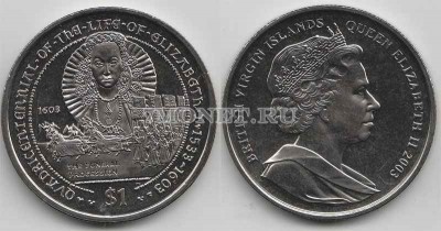 монета Виргинские острова 1 доллар 2003 год похоронная процессия Елизаветы I
