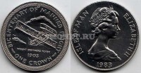 монета Остров Мэн 1 крона 1983 год 200 лет управляемым полётам