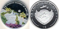 монета Палау 1 доллар 2009 год серия "Семь чудес света Древнего Мира" Висячие сады Семирамиды