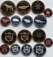 Автономная Республика Крым набор из 8-ми монетовидных жетонов 2014 года  серии "Красная книга республики Крым" животные