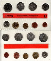 Германия годовой набор из 9-ти монет 1978D год