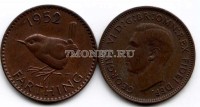 монета Великобритания 1 фартинг 1952 год Георг VI