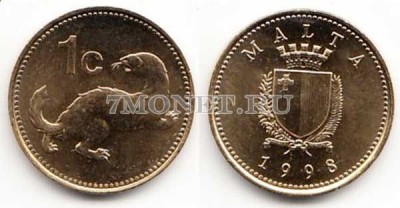 монета Мальта 1 цент 1998 год