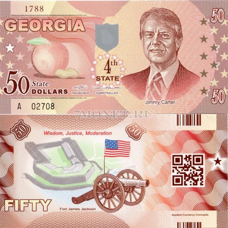 бона США 50 долларов 2013 год штат Джорджия, Джимми Картер