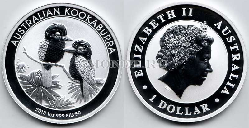 монета Австралия 1 доллар 2013 год кукабарра PROOF