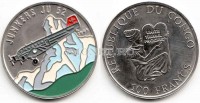 монета Конго 100 франков 1995 год самолет