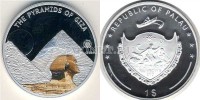 монета Палау 1 доллар 2009 год серия "Семь чудес света Древнего Мира" пирамида Хеопса