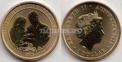 монета Австралия 1 доллар 2015 год Рождение принцессы Шарлотты