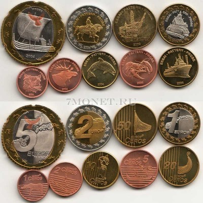 Норвегия ЕВРО пробный набор из 9-ми монет 2004 год, в банковской коробке