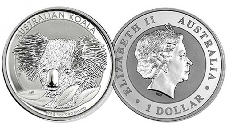 монета Австралия 1 доллар 2014 год коала инверсивный PROOF