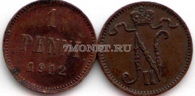 русская Финляндия 1 пенни 1912 год