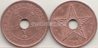 монета Бельгийское Конго 2 сантима 1910 год