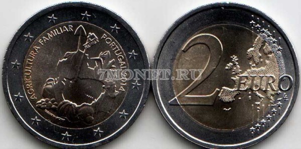 монета Португалия 2 евро 2014 год Международный год семейных фермерских хозяйств