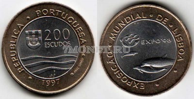 монета Португалия  200 эскудо 1997 год ЭКСПО-98