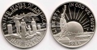 монета США 1/2 доллара 1986 год нация эмигрантов