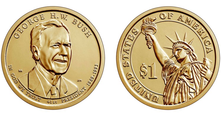 монета США 1 доллар 2020 год Джордж Буш старший, 41-й президент США 
